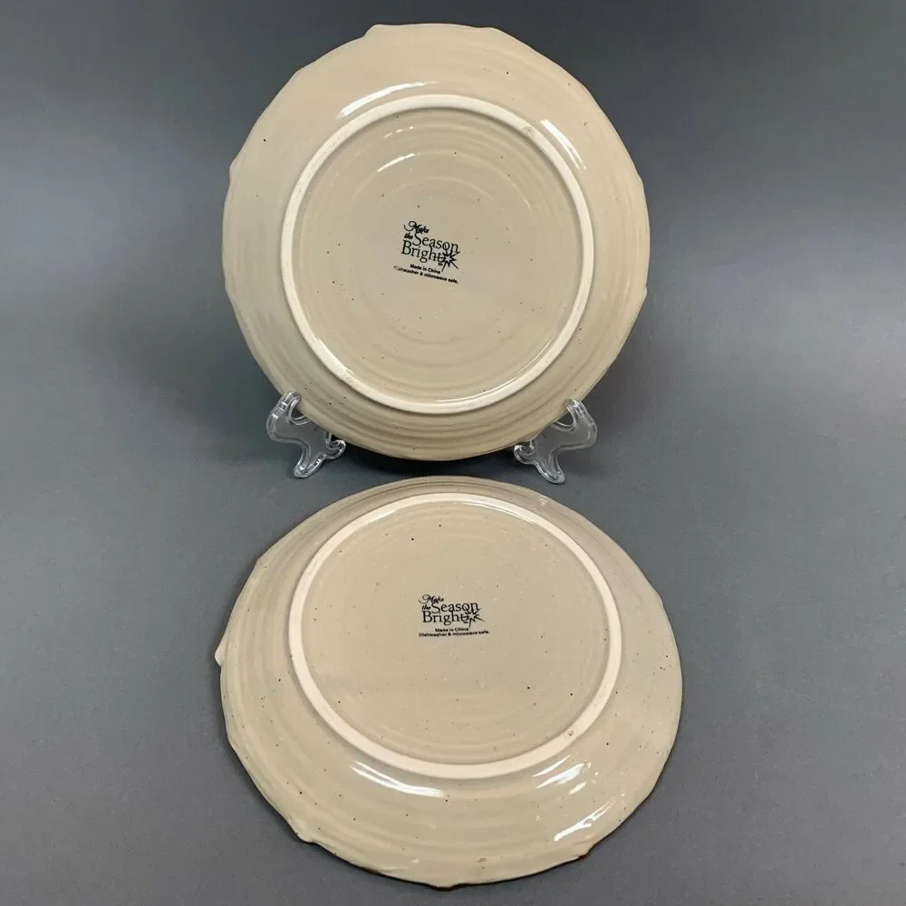 Make the Season Bright Salad Plates Christmas Holiday‎ Bear Moose Lot of 2